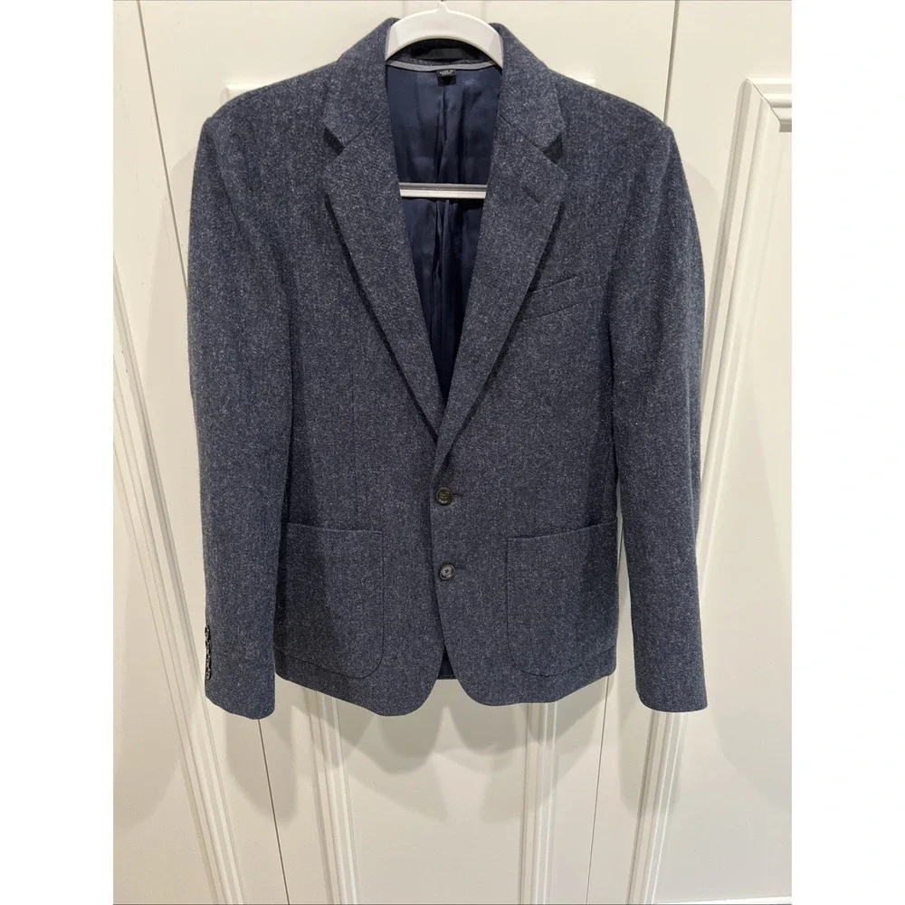 J Crew Ludlow Wool Blend Blazer Size 34S Slim Navy Moon British Cloth